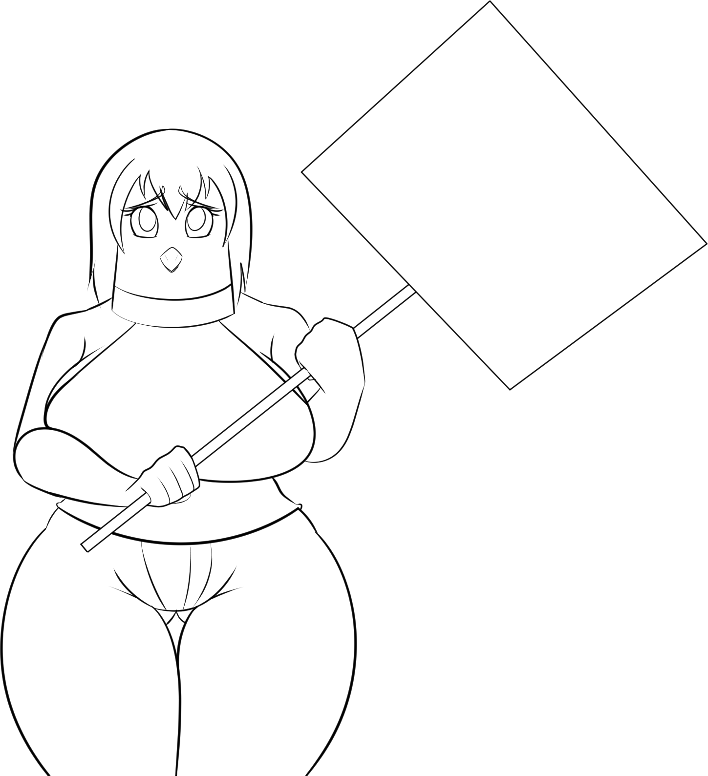 here's a girl with a blank sign XD write something if you want ;)