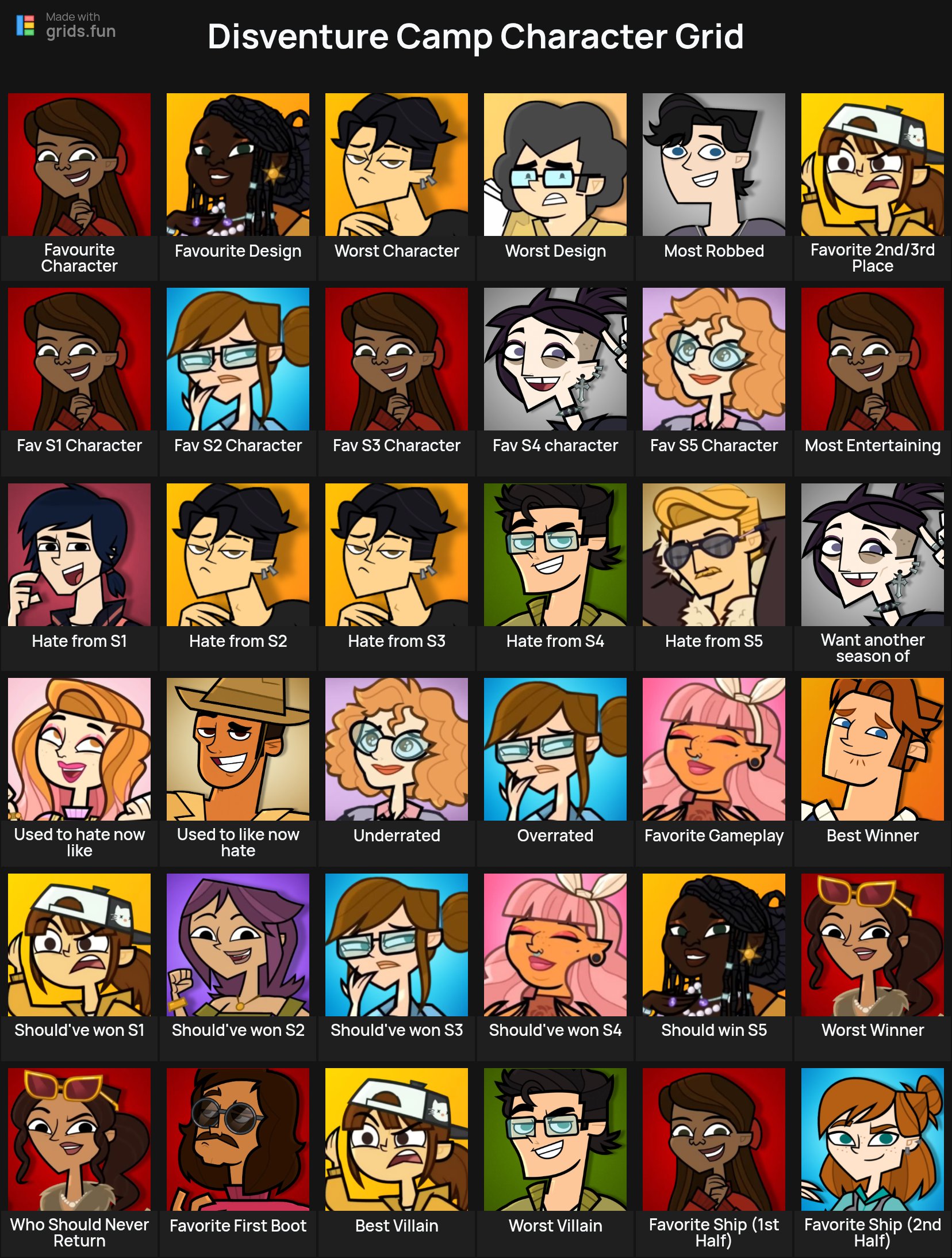 My first Disventure Camp character grid!